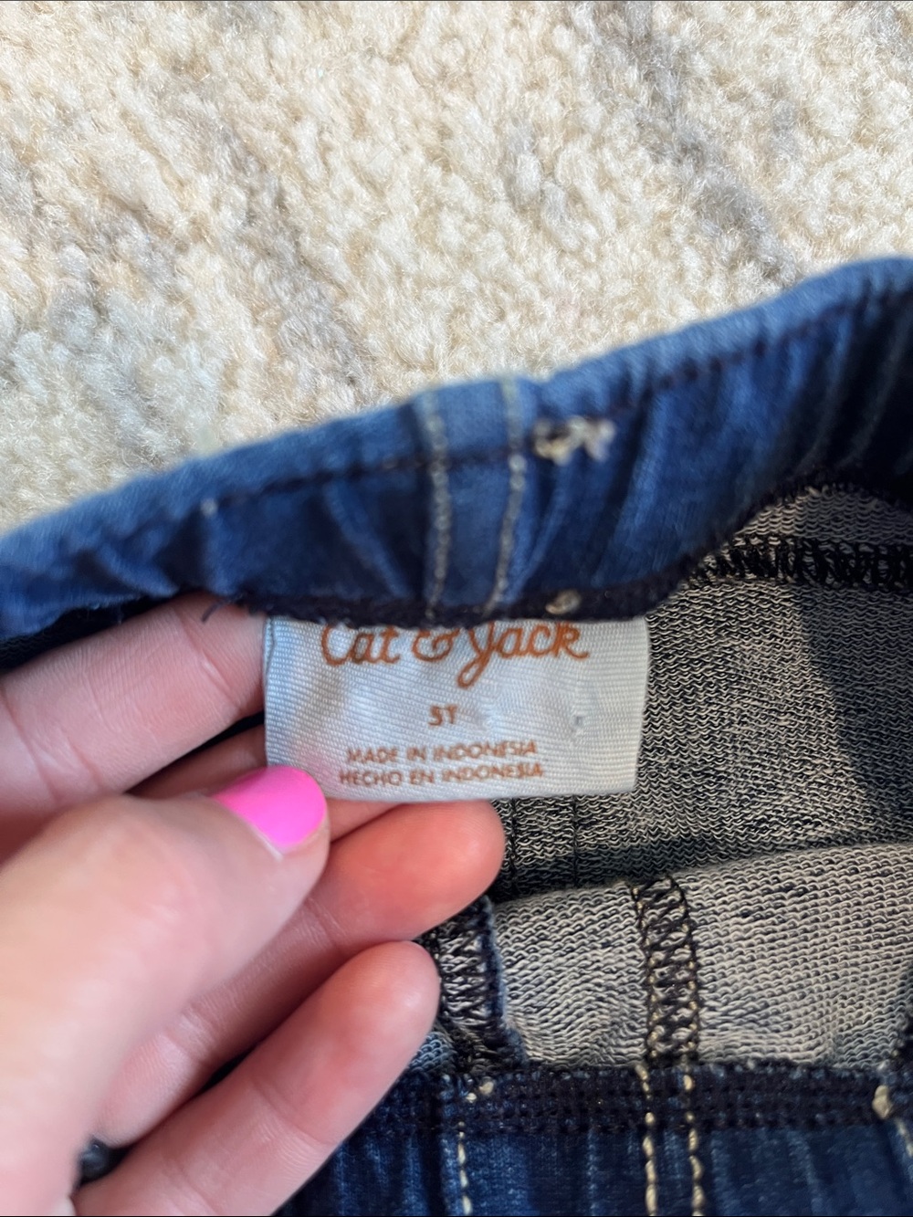 Cat & Jack Dark Blue Flare Jeans with Elastic Waist - Picture 2 of 3